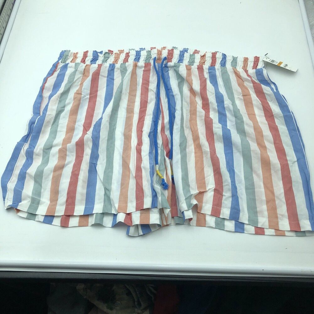 Jenni Sleepwear - Plus Size Striped Pajama Shorts - 3X Drawstring